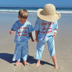 Cray Cray on Vacay | Kids Terry Toweling T-Shirt & Pants | Sky Blue - Compass & Cradle