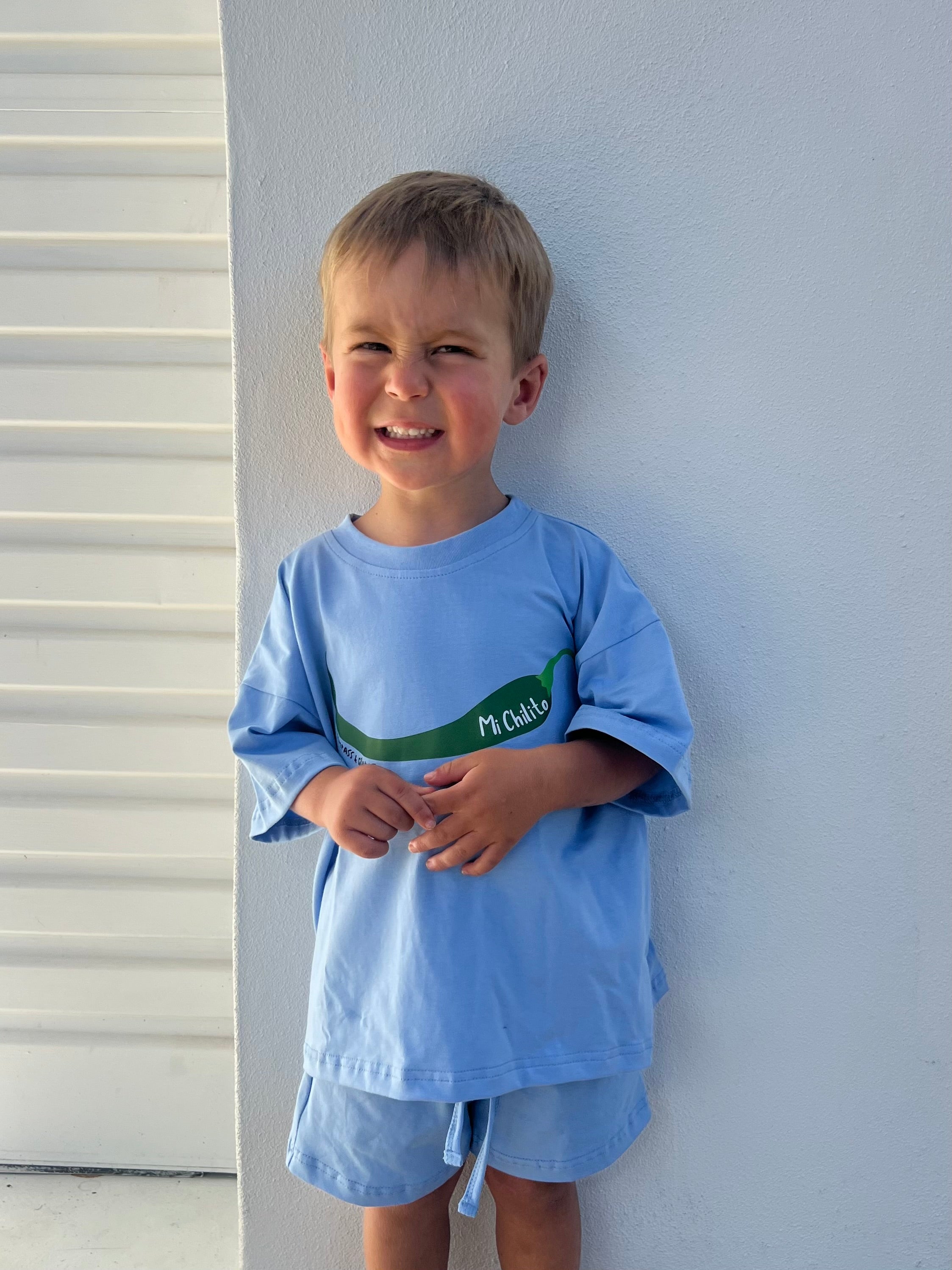 Mi Chilito Kids Shirt & Shorts Set | Blue | Matching family outfits Australia - Compass & Cradle