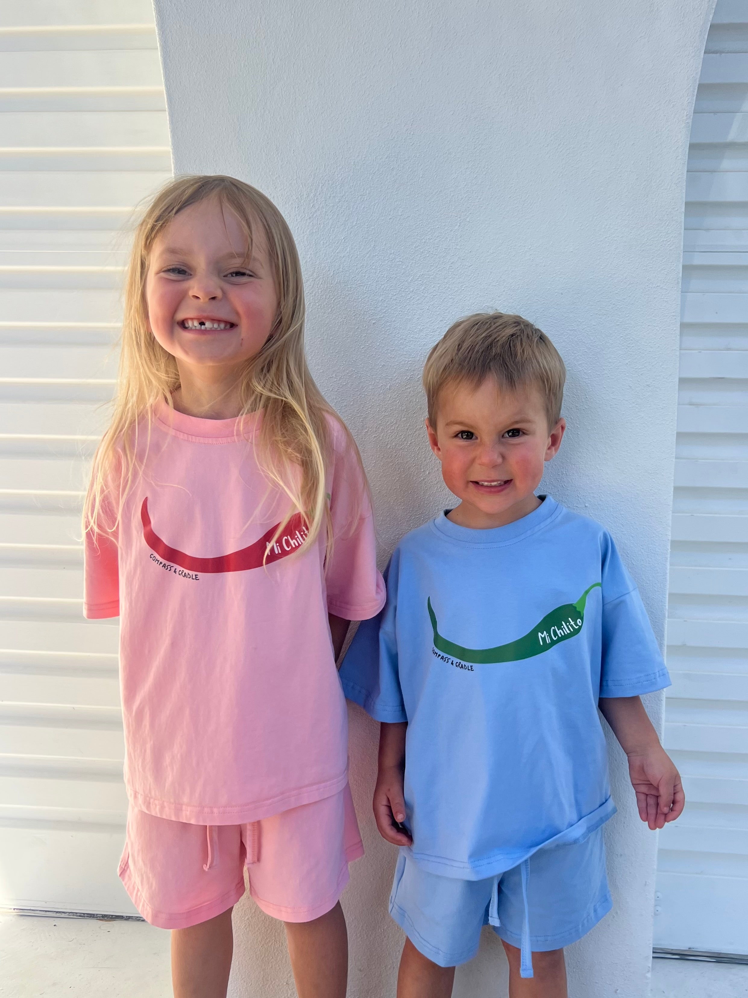 Mi Chilito Kids Shirt & Shorts Set | Blue | Matching family outfits Australia - Compass & Cradle