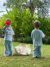 Cray Cray on Vacay Kids Summer pants Set | Crayfish Lobster Terry Cloth Sky Blue Compass & Cradle