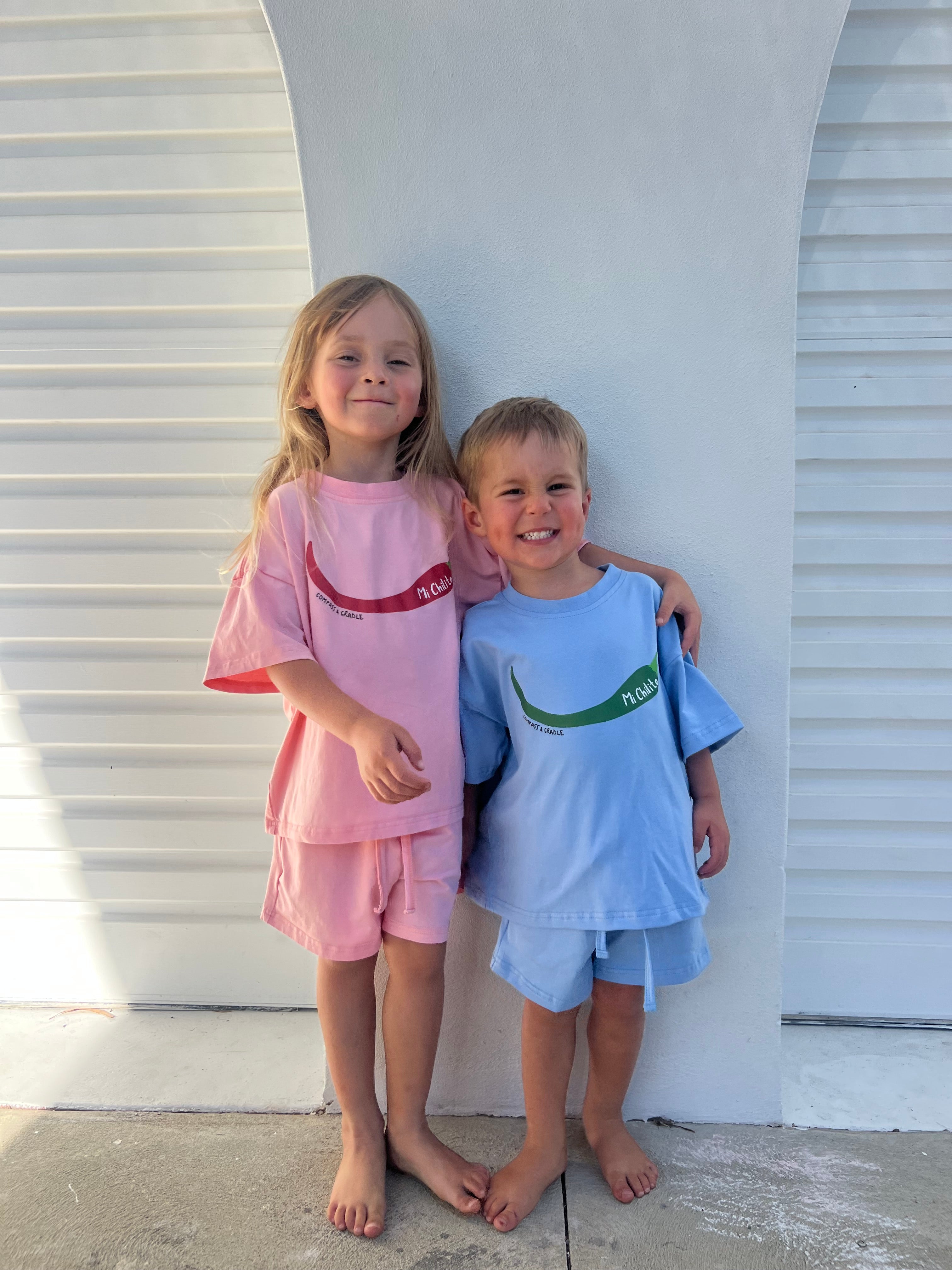 Mi Chilito Kids Shirt & Shorts Set | Blue | Matching family outfits Australia - Compass & Cradle