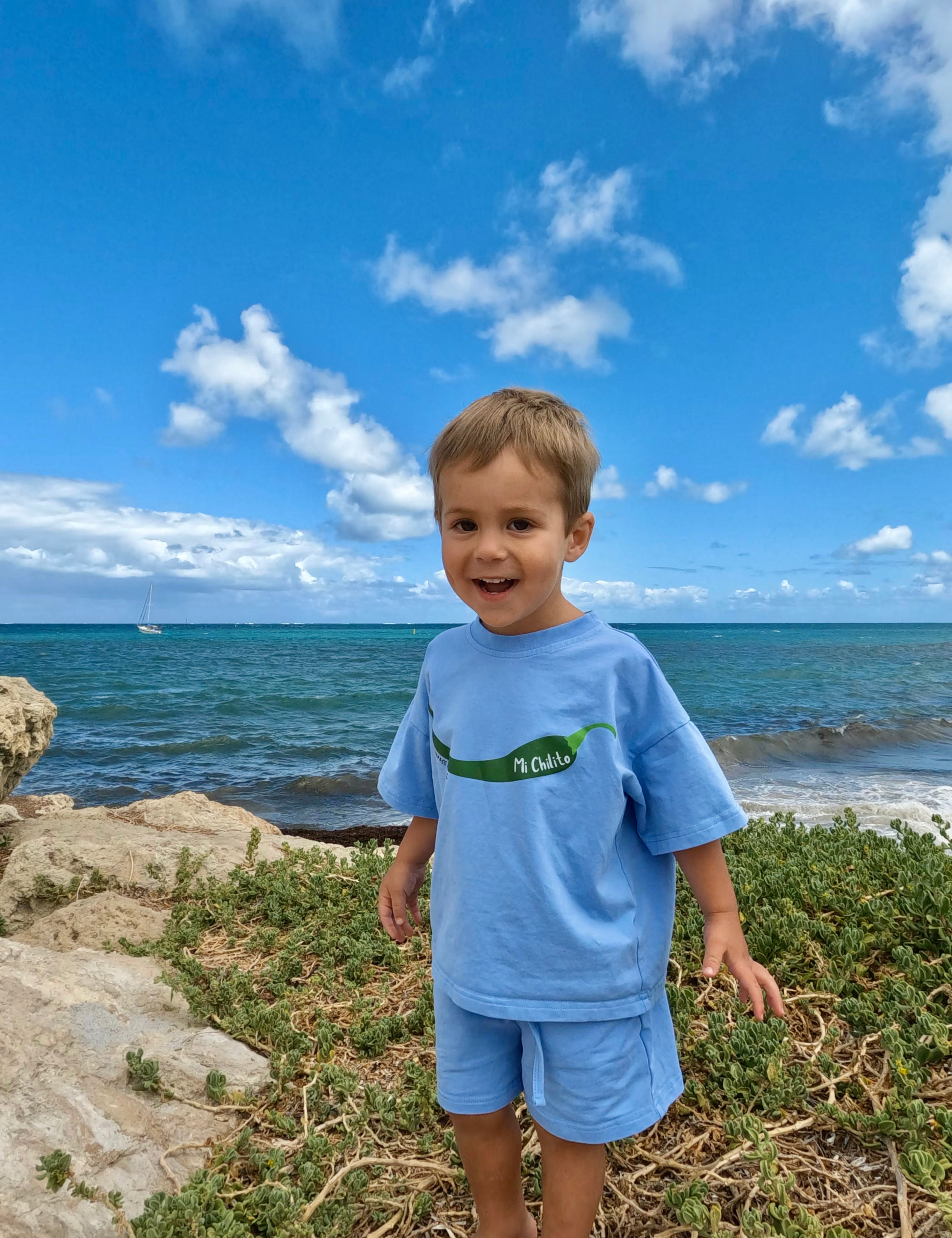 Mi Chilito Kids Shirt & Shorts Set | Blue | Matching family outfits Australia - Compass & Cradle