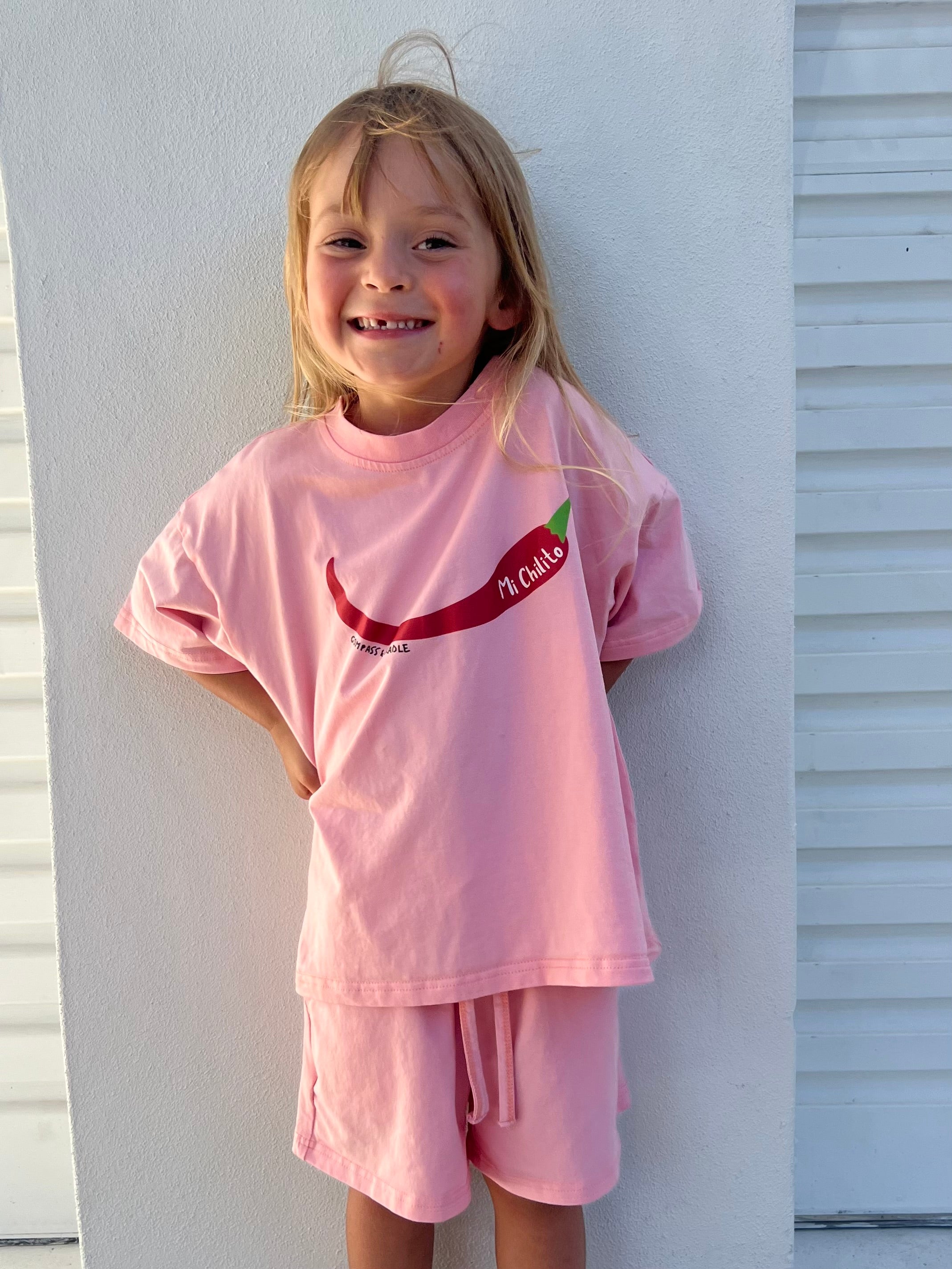 Mi Chilito Kids Shirt & Shorts Set Pink | Matching family outfits Australia - Compass & Cradle