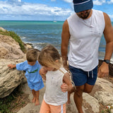 Big Kahuna Men’s White Tank Top | Matching Son and Dad Top - Compass & Cradle