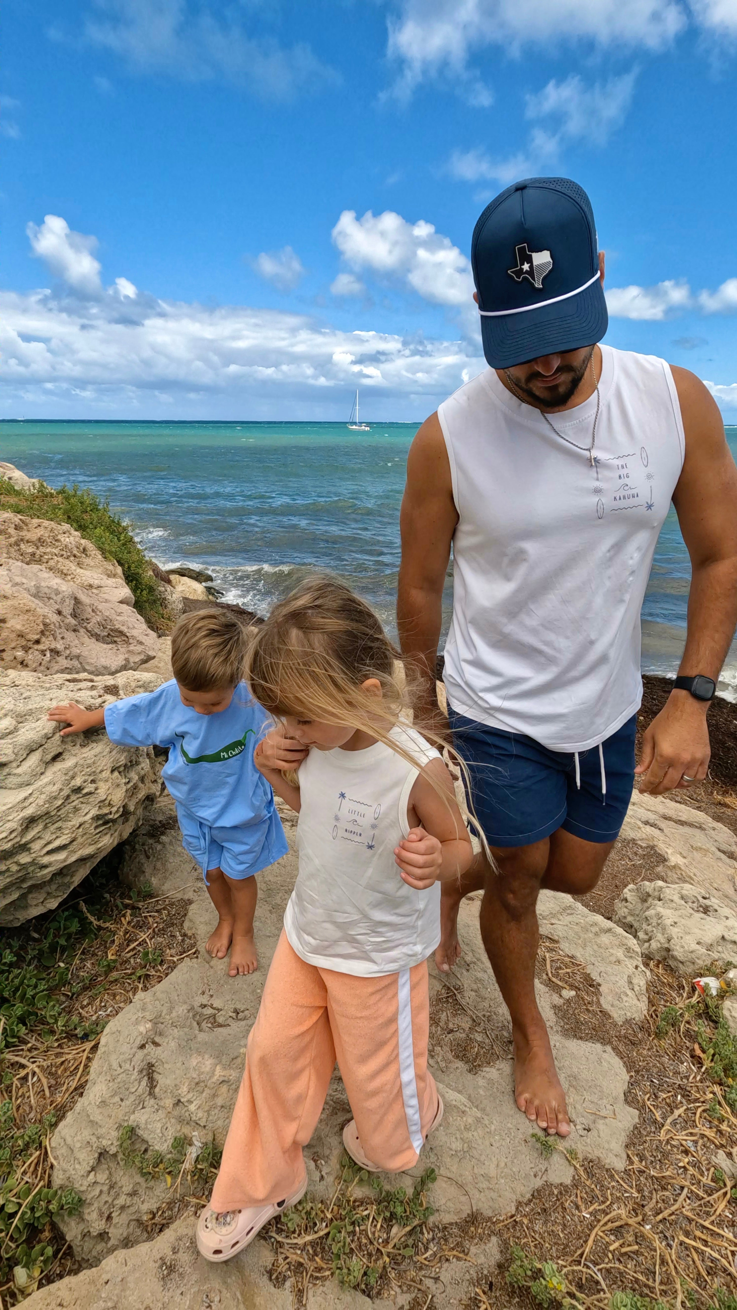 Big Kahuna Men’s White Tank Top | Matching Son and Dad Top - Compass & Cradle