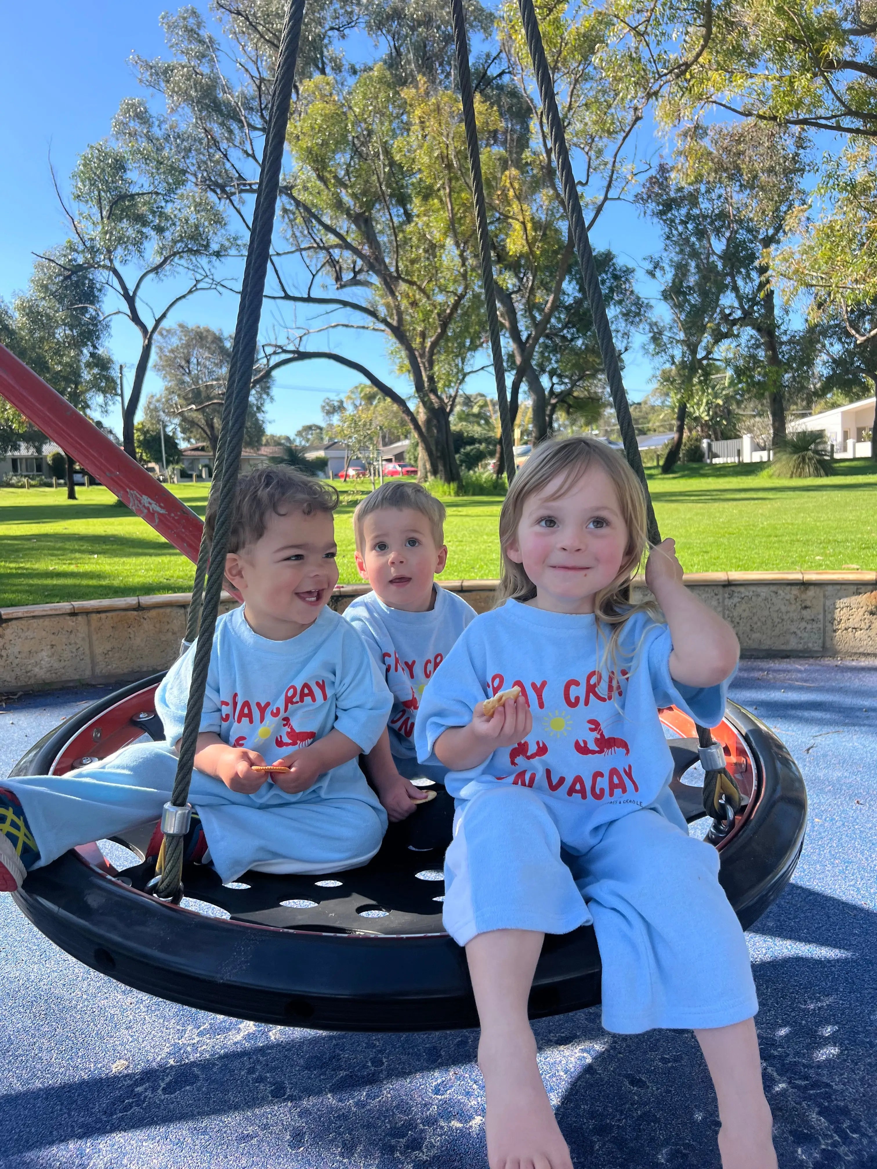 Cray Cray on Vacay Kids Summer pants Set | Crayfish Lobster Terry Cloth Sky Blue Compass & Cradle