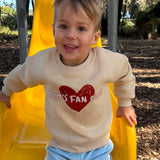 Kids "Mum’s Fan Club" Oversized Fleece Pullover – Beige