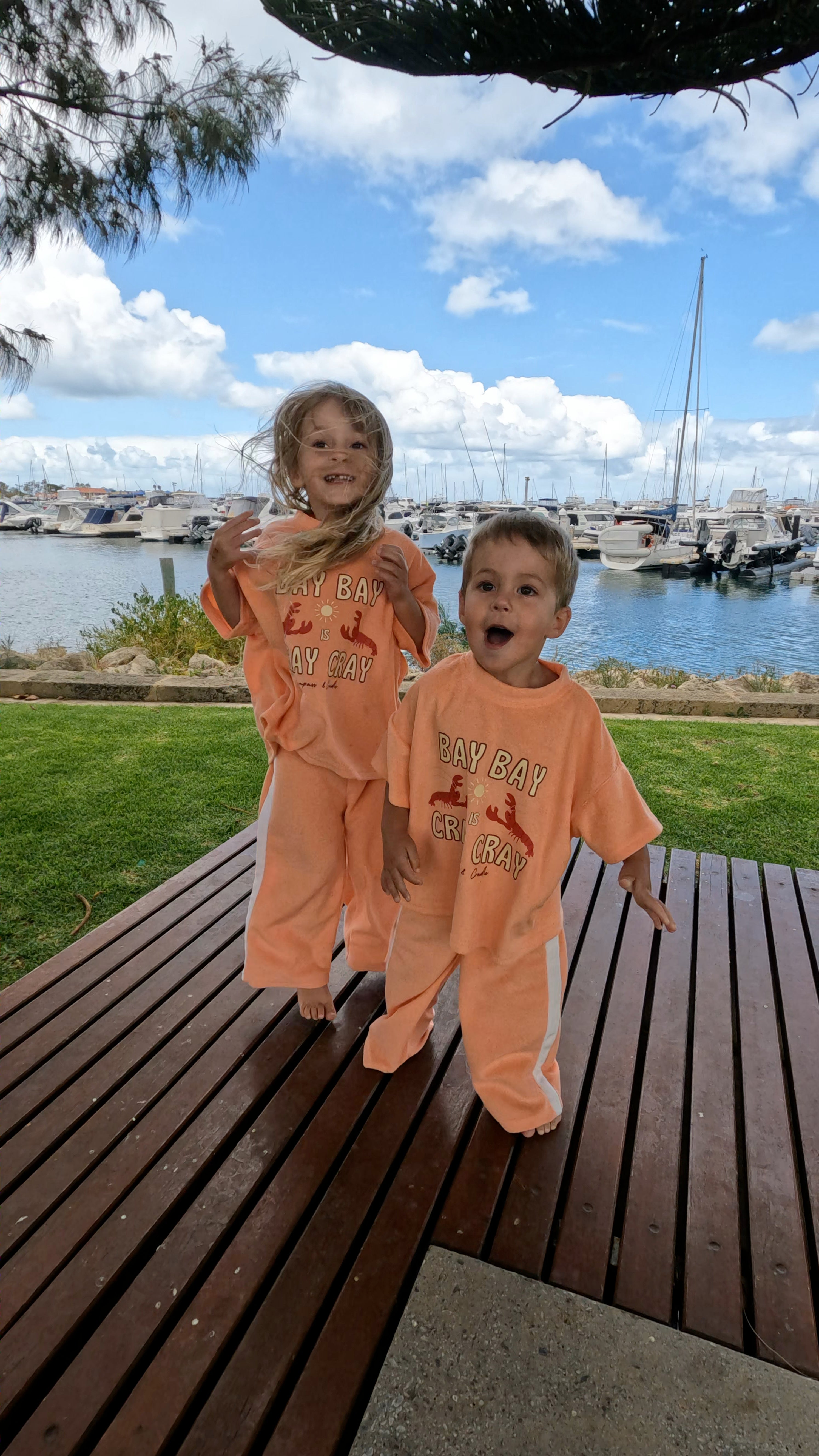 Bay Bay Is Cray Cray Kids Terry Towelling Set | Coral | Premium Kids Wear Australia - Compass & Cradle
