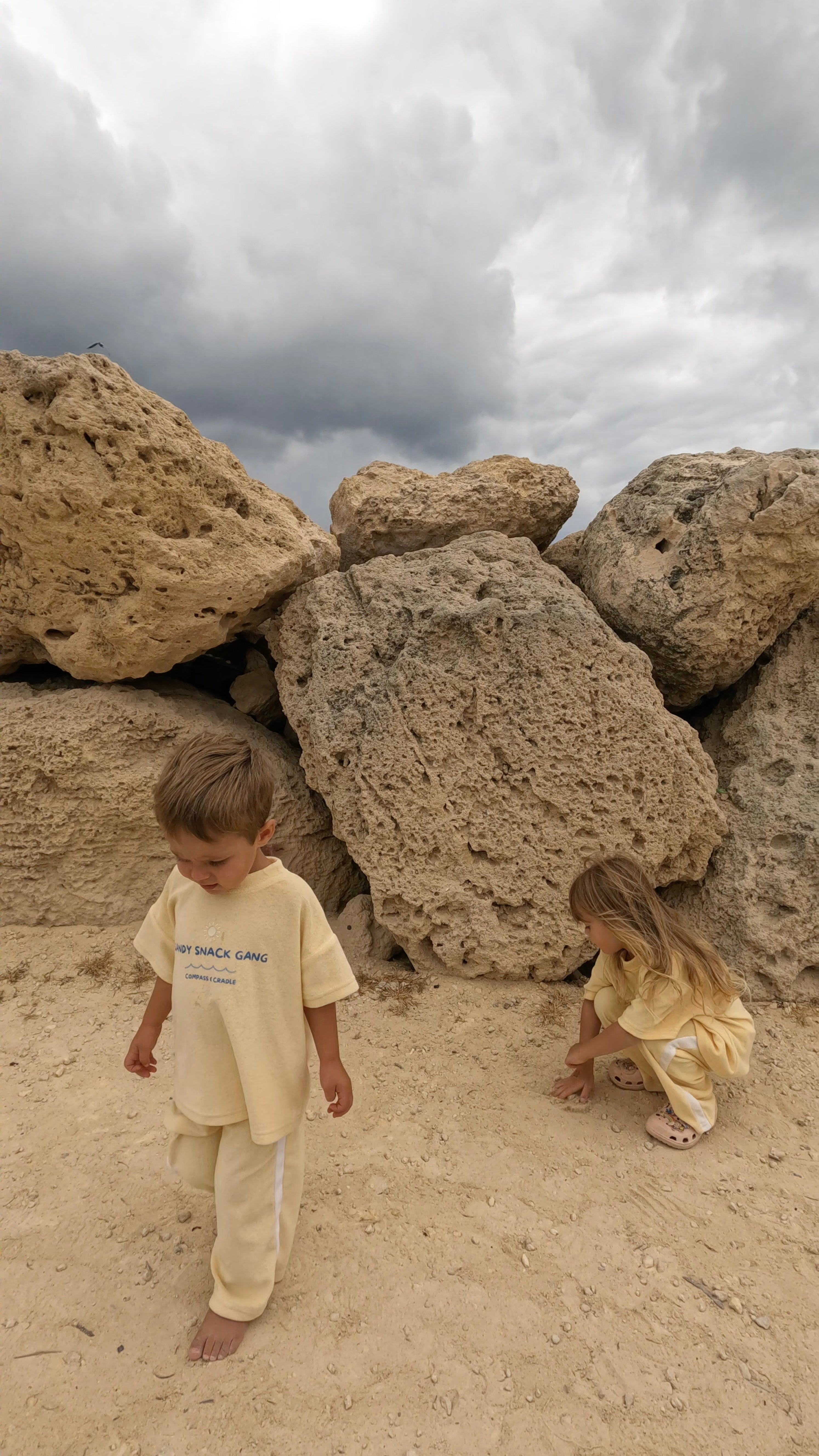 Sandy Snack Gang Kids Terry Towelling Set | Butter Yellow | Premium Kids Wear Australia - Compass & Cradle