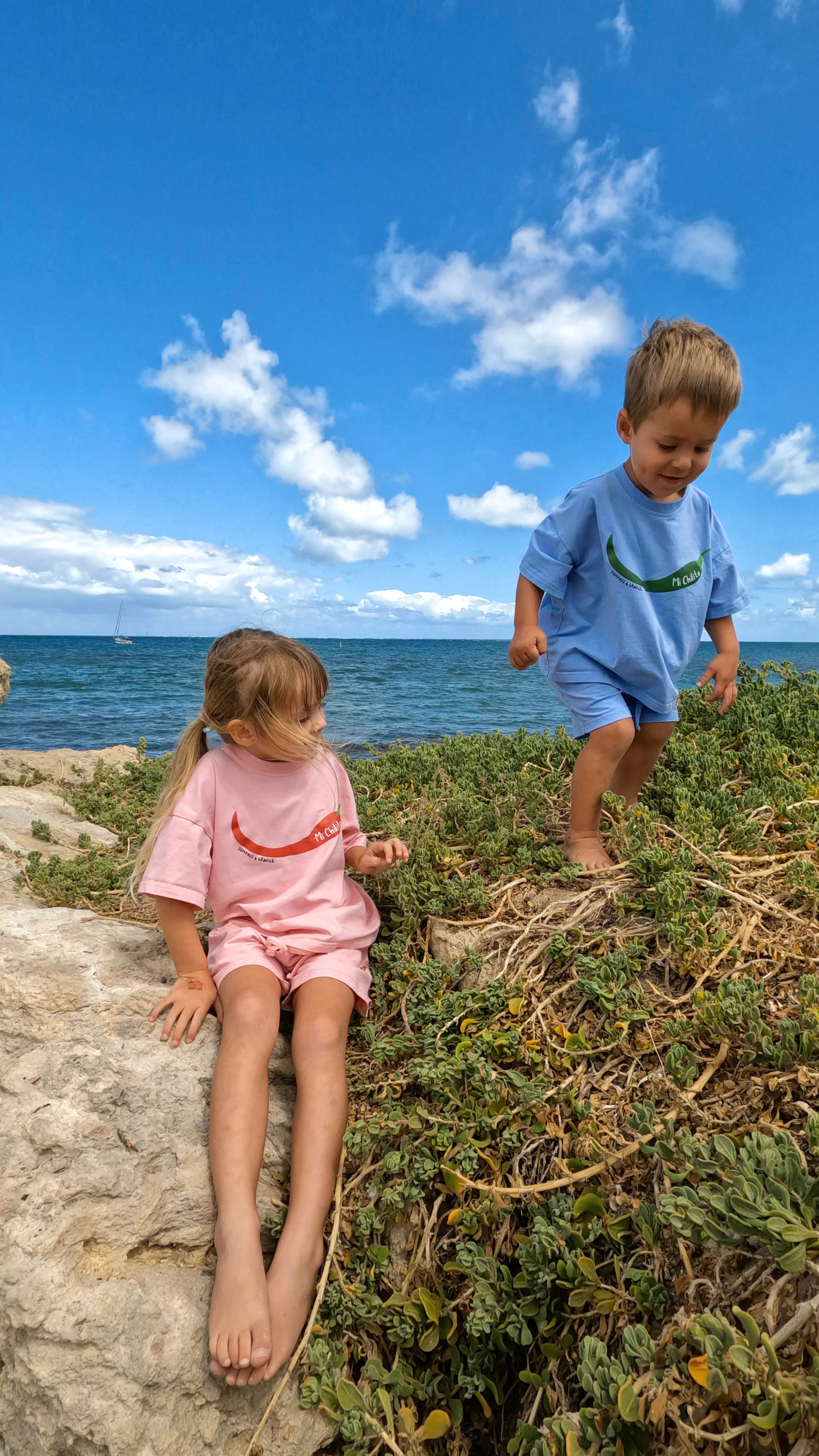 Mi Chilito Kids Shirt & Shorts Set | Blue | Matching family outfits Australia - Compass & Cradle