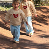 Kids "Mum’s Fan Club" Oversized Fleece Pullover – Beige