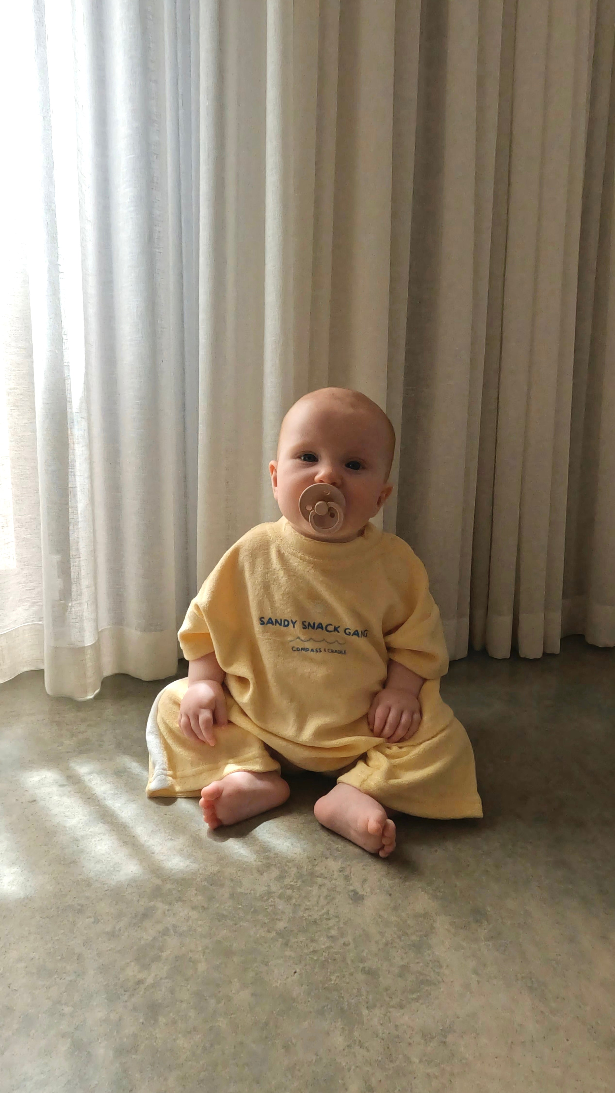 Sandy Snack Gang Kids Terry Towelling Set | Butter Yellow | Premium Kids Wear Australia - Compass & Cradle