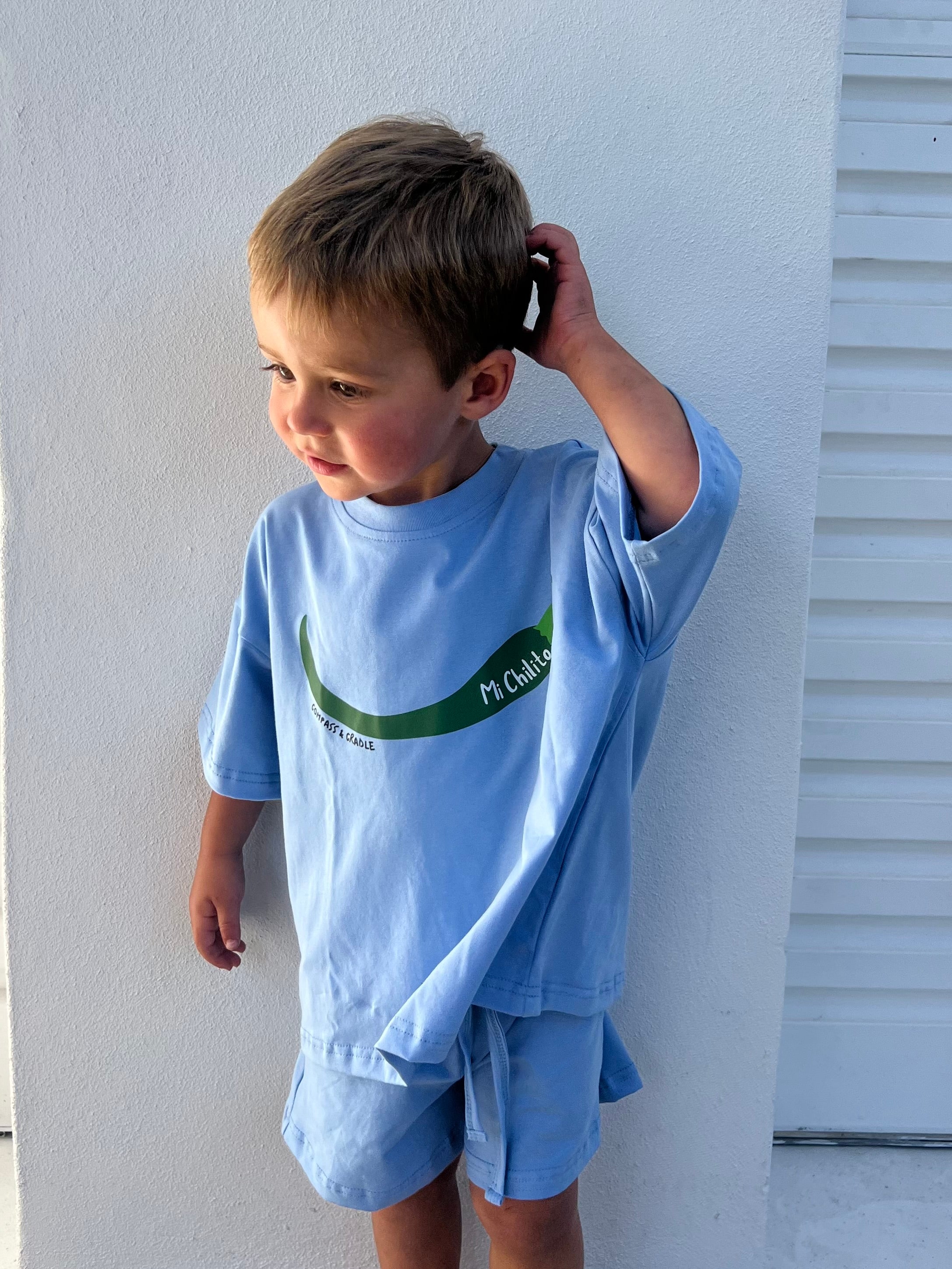 Mi Chilito Kids Shirt & Shorts Set | Blue | Matching family outfits Australia - Compass & Cradle