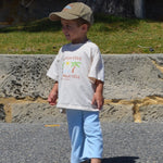 Kids summer shirt with ‘Tantrum Free Near a Palm Tree’ logo