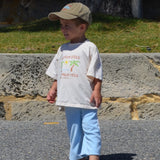Kids summer shirt with ‘Tantrum Free Near a Palm Tree’ logo