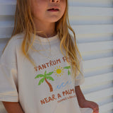 Tantrum Free Near a Palm Tree Kids summer T-shirt Beige Compass & Cradle