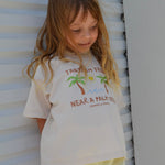 Tantrum Free Near a Palm Tree Kids summer T-shirt Beige Compass & Cradle