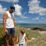 Big Kahuna Men’s White Tank Top | Matching Son and Dad Top - Compass & Cradle