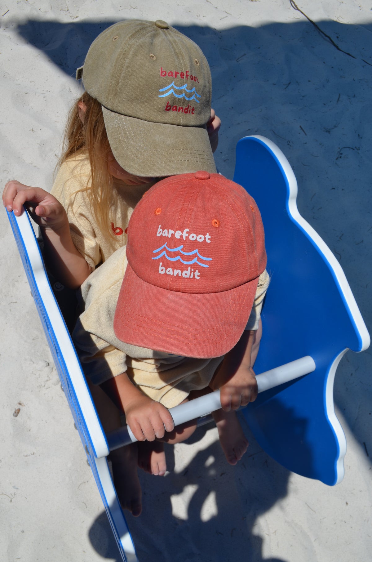 Child wearing Barefoot Bandit kids terry towelling shirt in soft cotton, Australian coastal kidswear by Compass & Cradle.