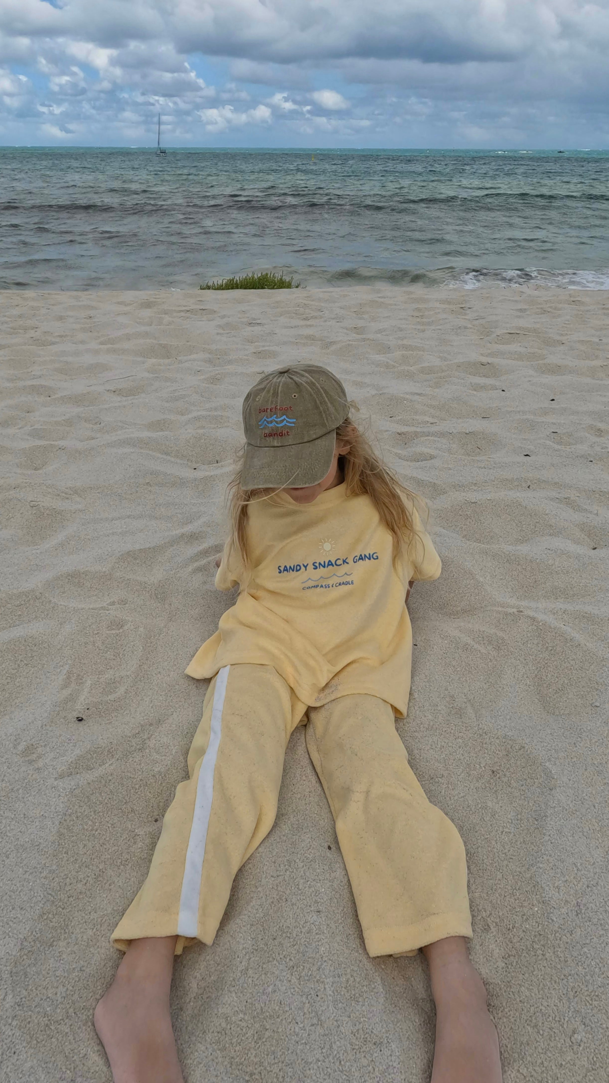Sandy Snack Gang Kids Terry Towelling Set | Butter Yellow | Premium Kids Wear Australia - Compass & Cradle