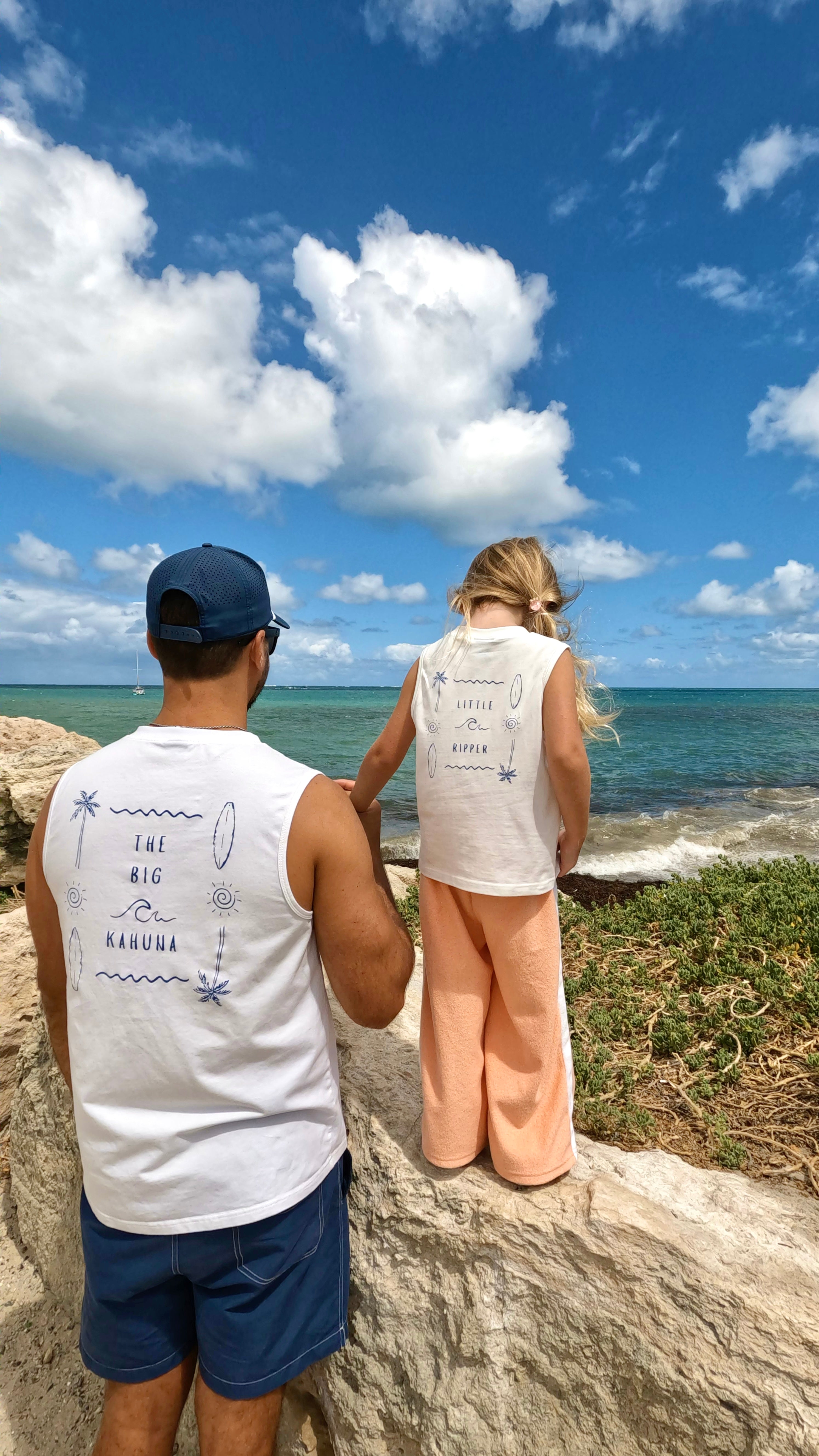 Big Kahuna Men’s White Tank Top | Matching Son and Dad Top - Compass & Cradle