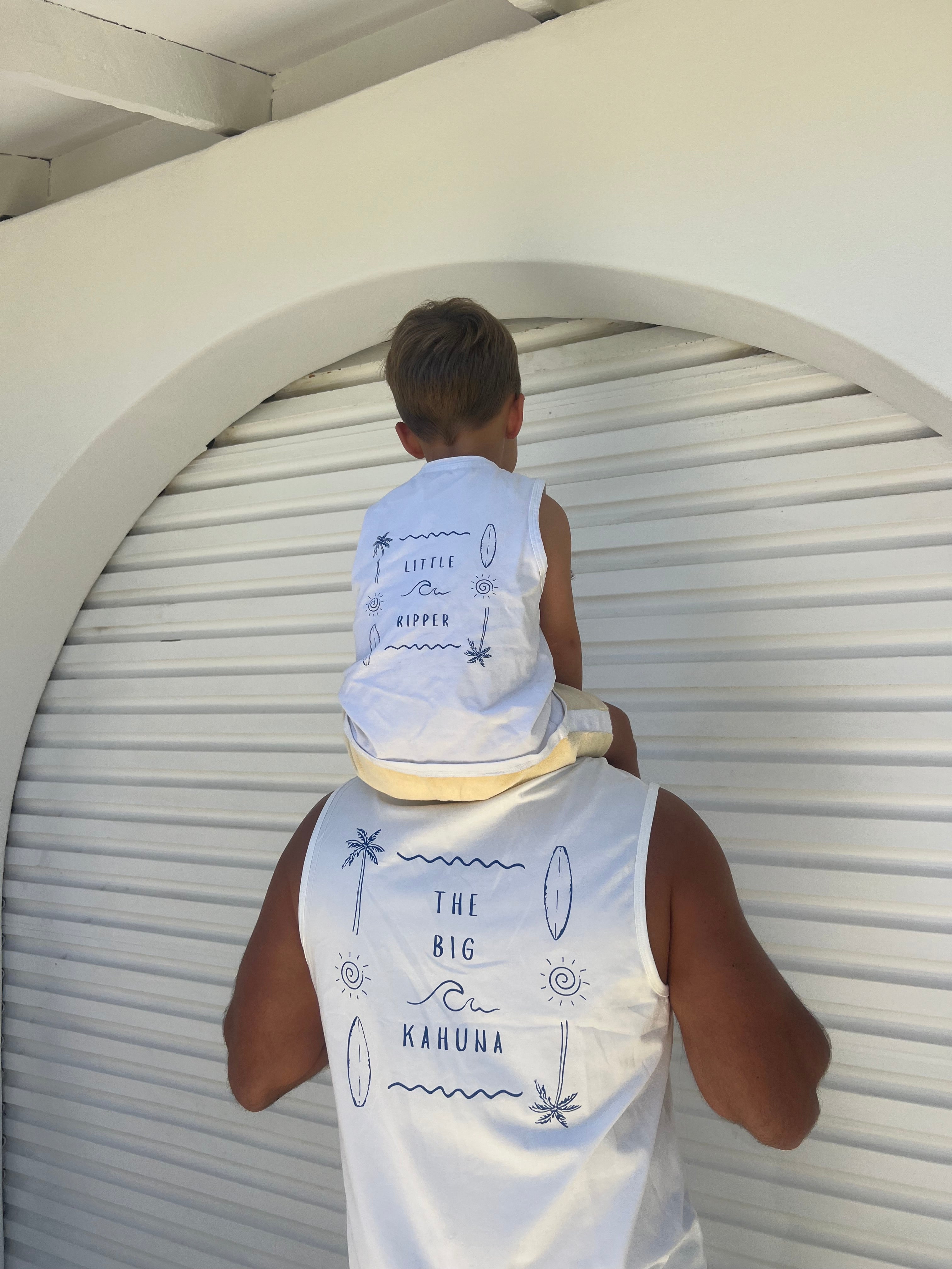 Little Ripper Kids Tank Top | White | Matching Son and Dad - Compass & Cradle