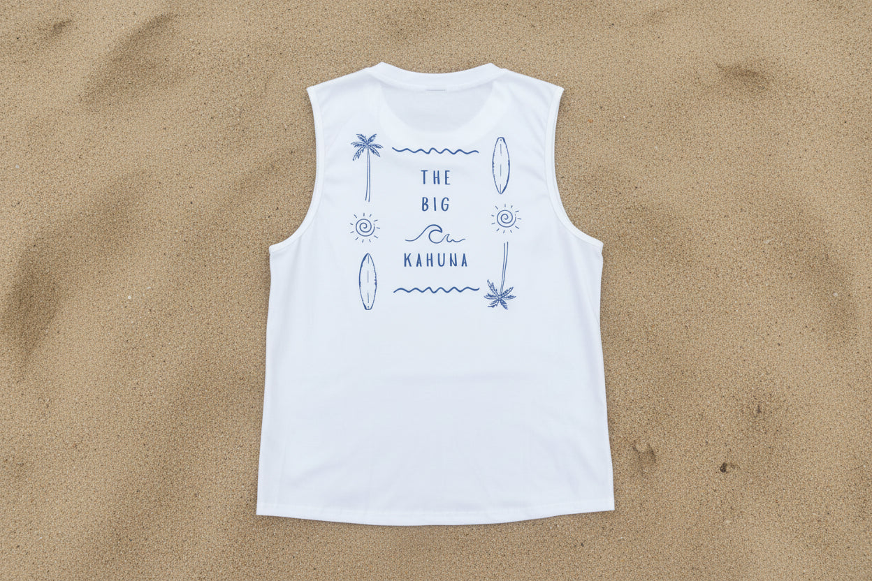 Big Kahuna Men’s White Tank Top | Matching Son and Dad Top - Compass & Cradle