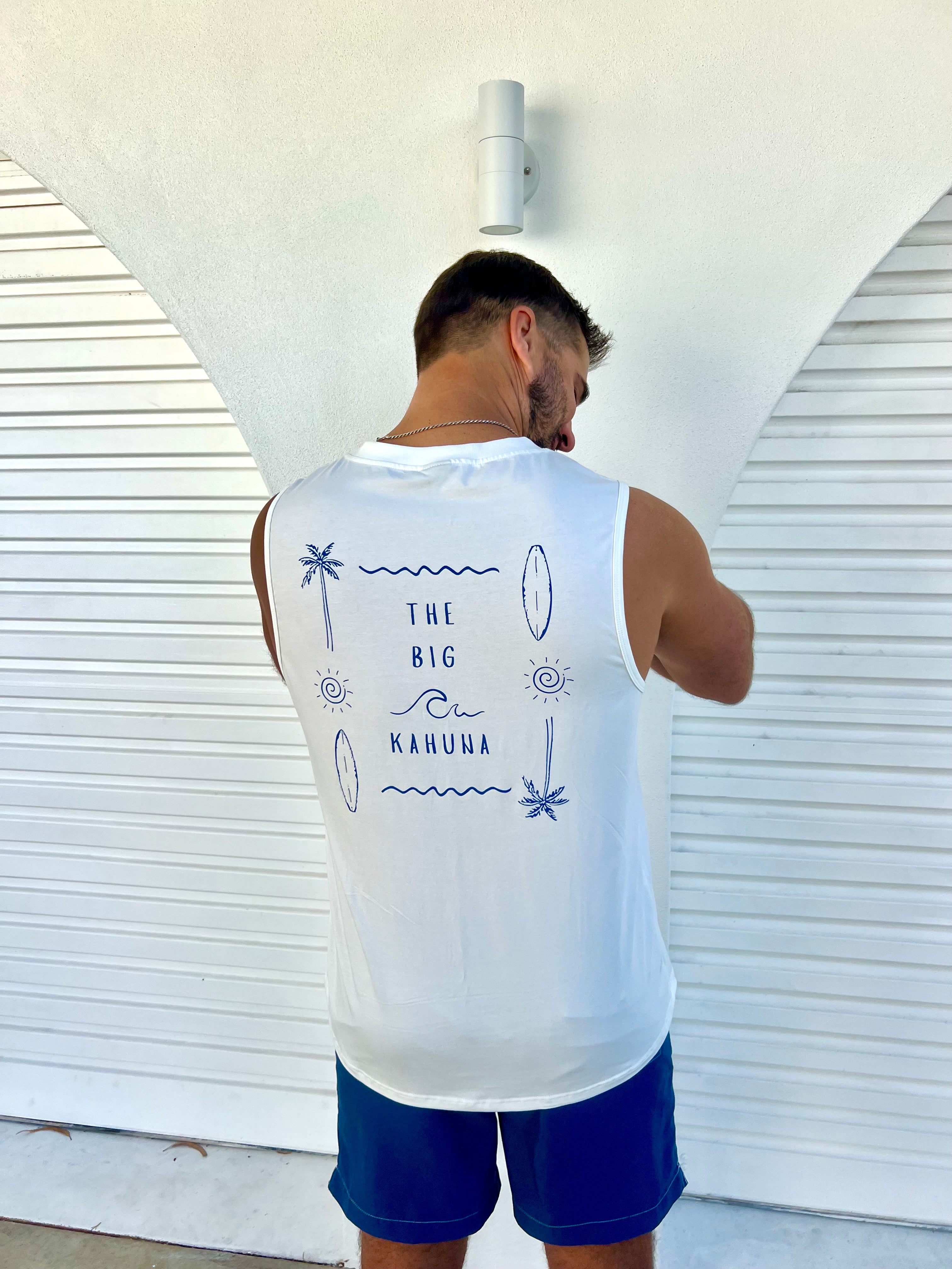 Big Kahuna Men’s White Tank Top | Matching Son and Dad Top - Compass & Cradle