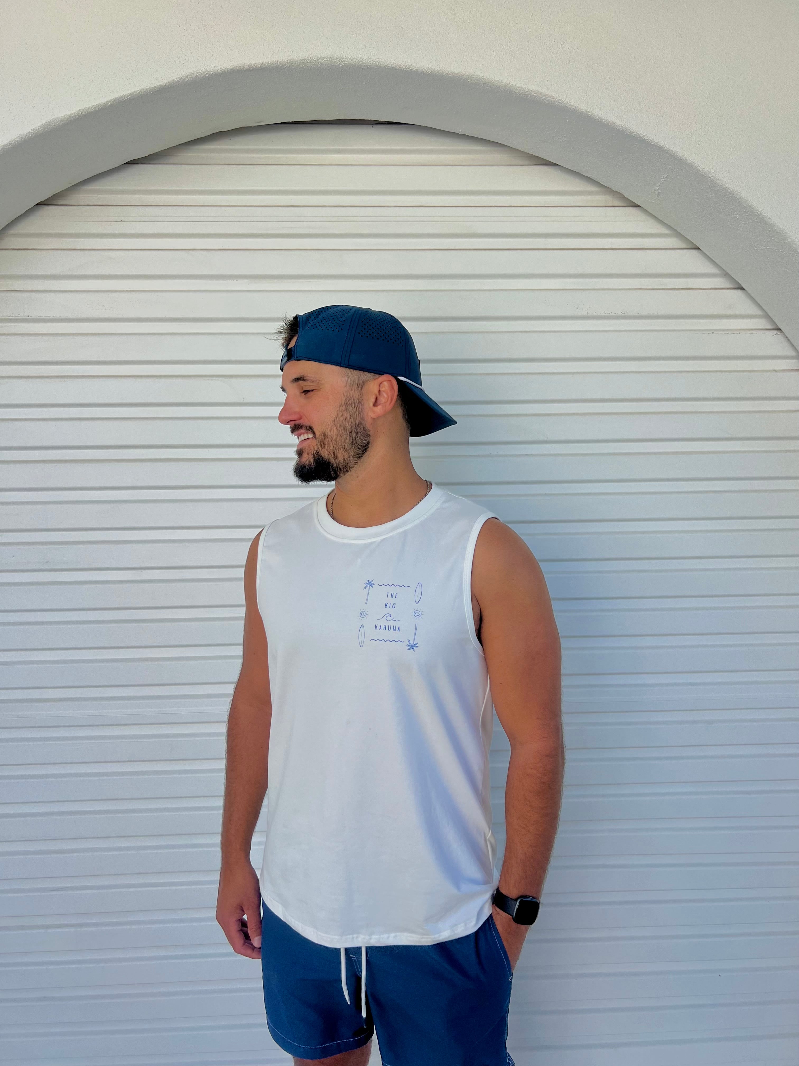 Big Kahuna Men’s White Tank Top | Matching Son and Dad Top - Compass & Cradle
