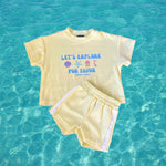Let's Explore Por Favor |  Lemon Yellow | Terry Towelling Set| Premium Kids Wear - Compass & Cradle
