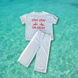 Cray Cray on Vacay | Kids Terry Toweling T-Shirt & Pants | Sky Blue - Compass & Cradle