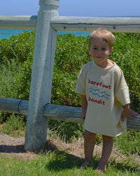 Lightweight terry kids shirt ideal for summer with Barefoot Bandits logo